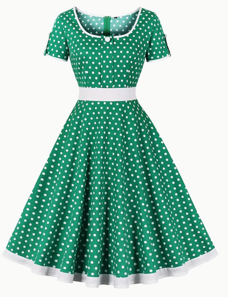 Ruby – Vestido Midi de Lunares Chic