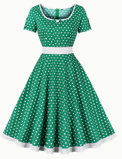 Ruby – Vestido Midi de Lunares Chic