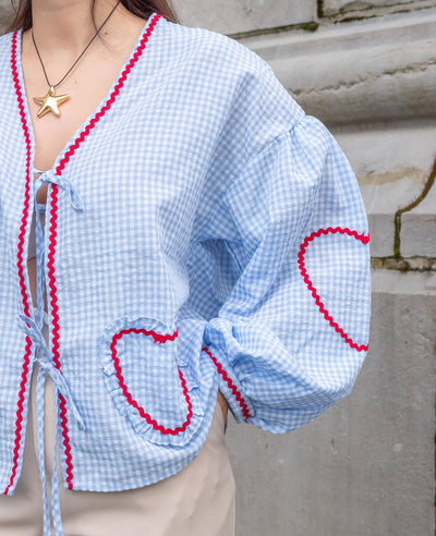 Claudia – Blusa Gingham con Nudo