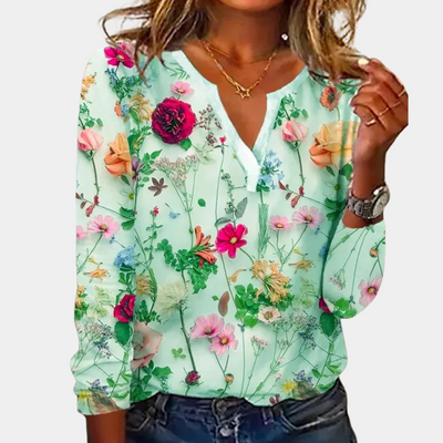 Morwen - Blusa Casual de Flores para Mujer
