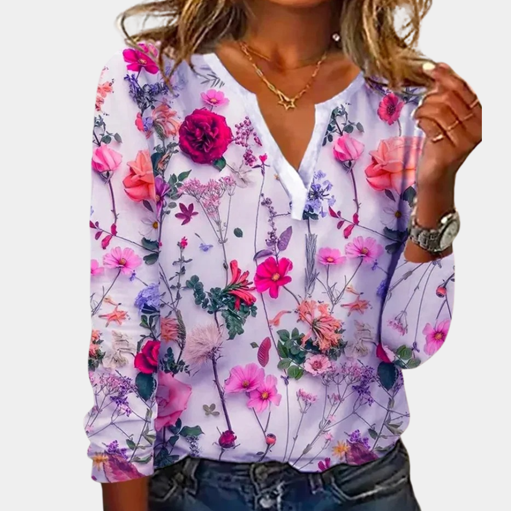 Morwen - Blusa Casual de Flores para Mujer