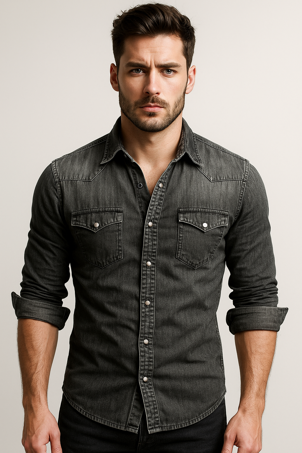Maxime - Camisa de mezclilla suelta para hombres
