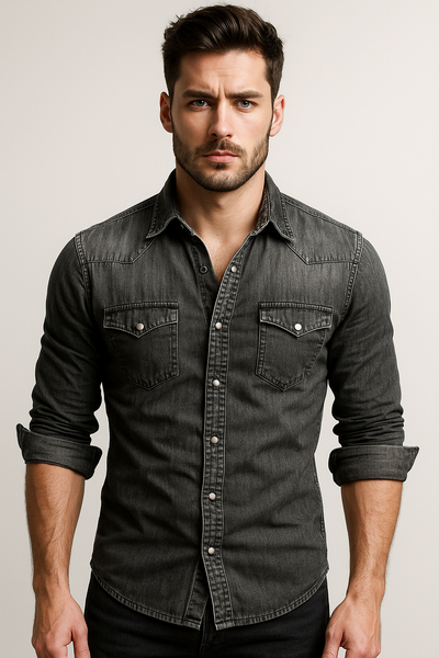 Maxime - Camisa de mezclilla suelta para hombres