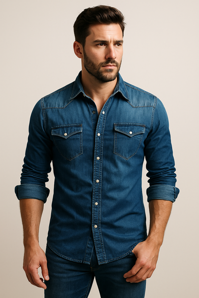 Maxime - Camisa de mezclilla suelta para hombres