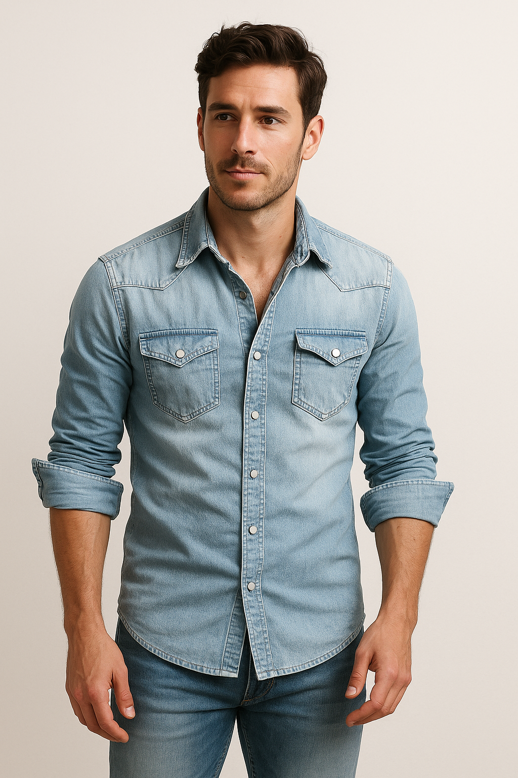 Maxime - Camisa de mezclilla suelta para hombres