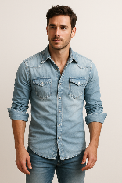 Maxime - Camisa de mezclilla suelta para hombres