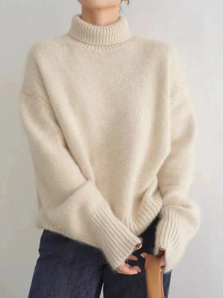 Melody - Lujoso Suéter de Cashmere Cuello Alto Mujer