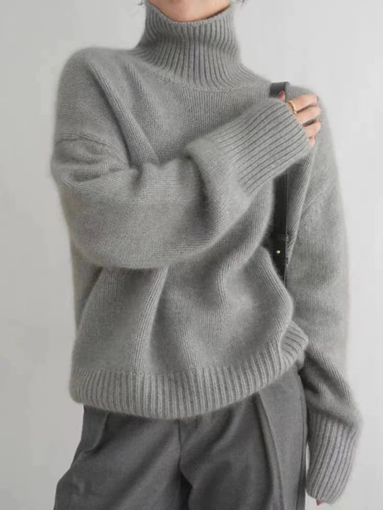 Melody - Lujoso Suéter de Cashmere Cuello Alto Mujer