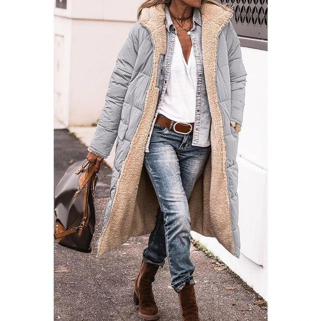 Ariadna - Larga chaqueta de invierno reversible para mujer
