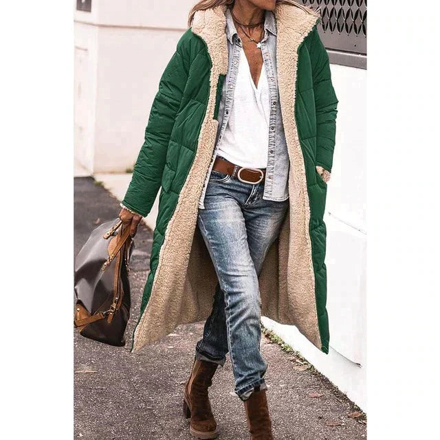 Ariadna - Larga chaqueta de invierno reversible para mujer