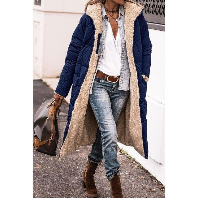 Ariadna - Larga chaqueta de invierno reversible para mujer