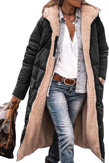 Ariadna - Larga chaqueta de invierno reversible para mujer