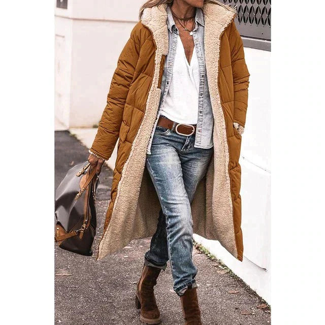 Ariadna - Larga chaqueta de invierno reversible para mujer