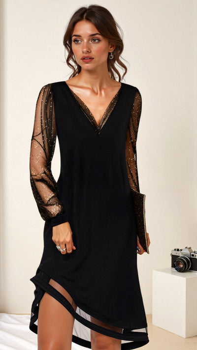 Matilda - Vestido mini negro transparente