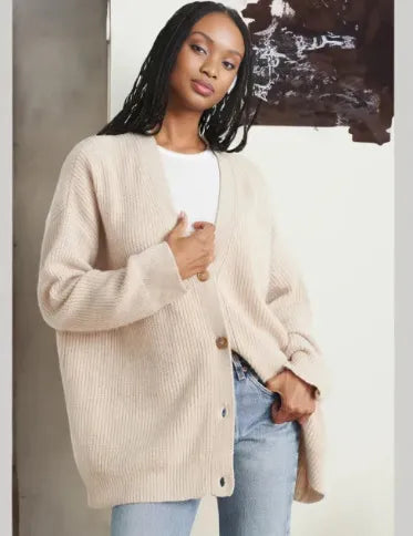 Senax - Chaqueta de Punto de Cachemira con Cuello en V