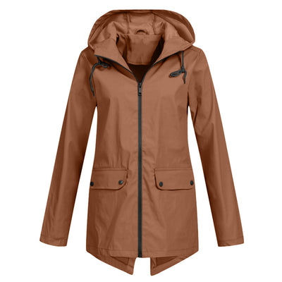 Aredhel - Abrigo Largo Impermeable con Capucha para Mujeres