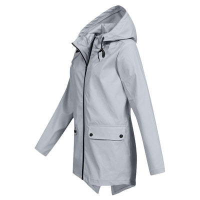 Aredhel - Abrigo Largo Impermeable con Capucha para Mujeres