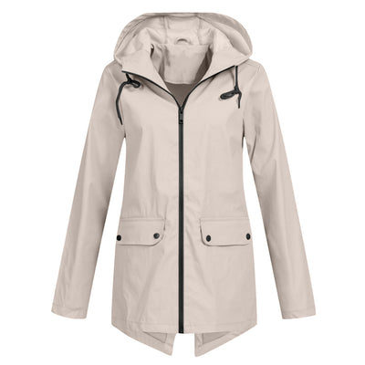 Aredhel - Abrigo Largo Impermeable con Capucha para Mujeres