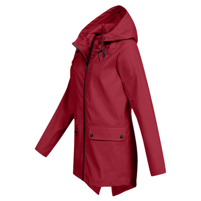 Aredhel - Abrigo Largo Impermeable con Capucha para Mujeres