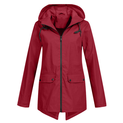 Aredhel - Abrigo Largo Impermeable con Capucha para Mujeres