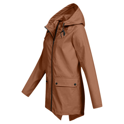 Aredhel - Abrigo Largo Impermeable con Capucha para Mujeres