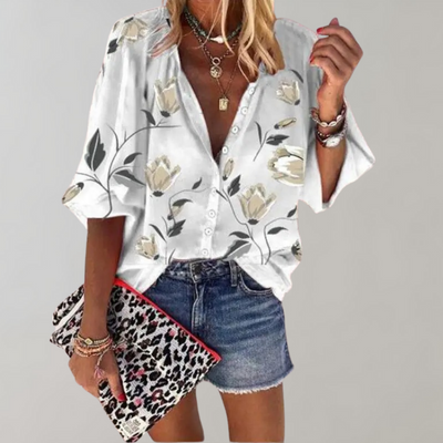 Melian - Blusa con estampado de flores para mujer
