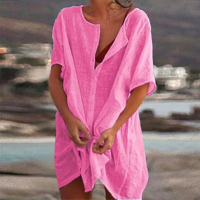 Thelma - Vestido casual de algodón y lino