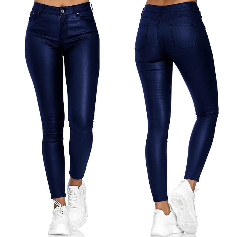 Dina – Pantalones de Cuero Elásticos