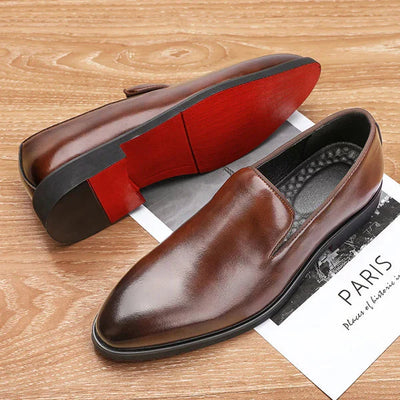 Larwin - Pantuflas de lujo con suela roja para hombre