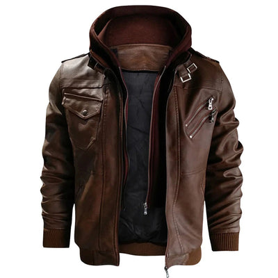 Legolas - Chaqueta casual de cuero con capucha para hombres