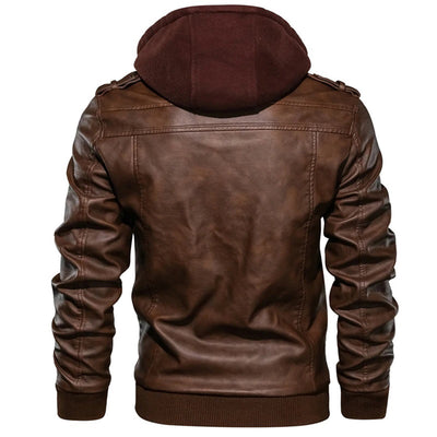 Legolas - Chaqueta casual de cuero con capucha para hombres