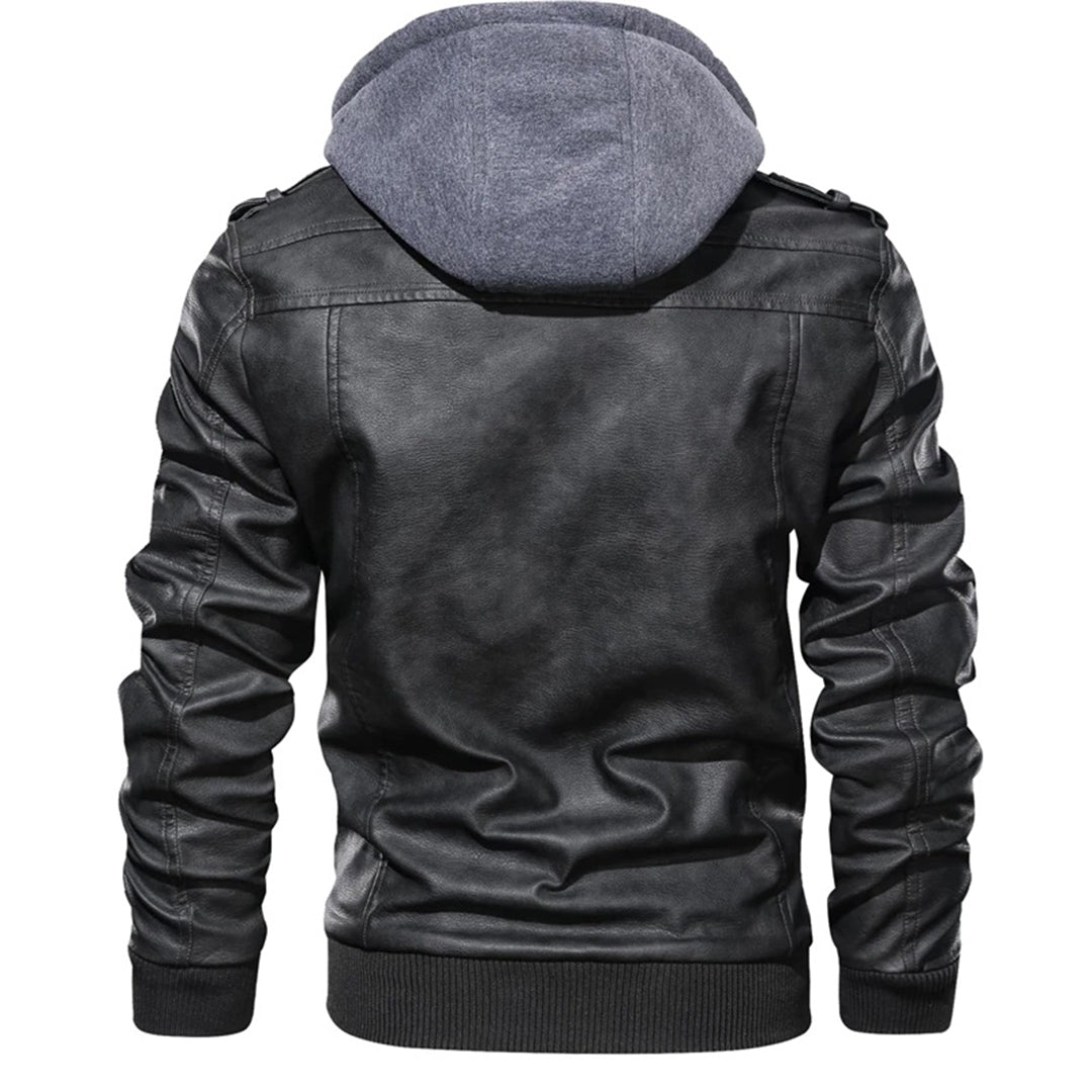 Legolas - Chaqueta casual de cuero con capucha para hombres