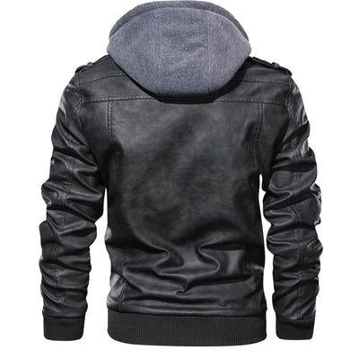 Legolas - Chaqueta casual de cuero con capucha para hombres