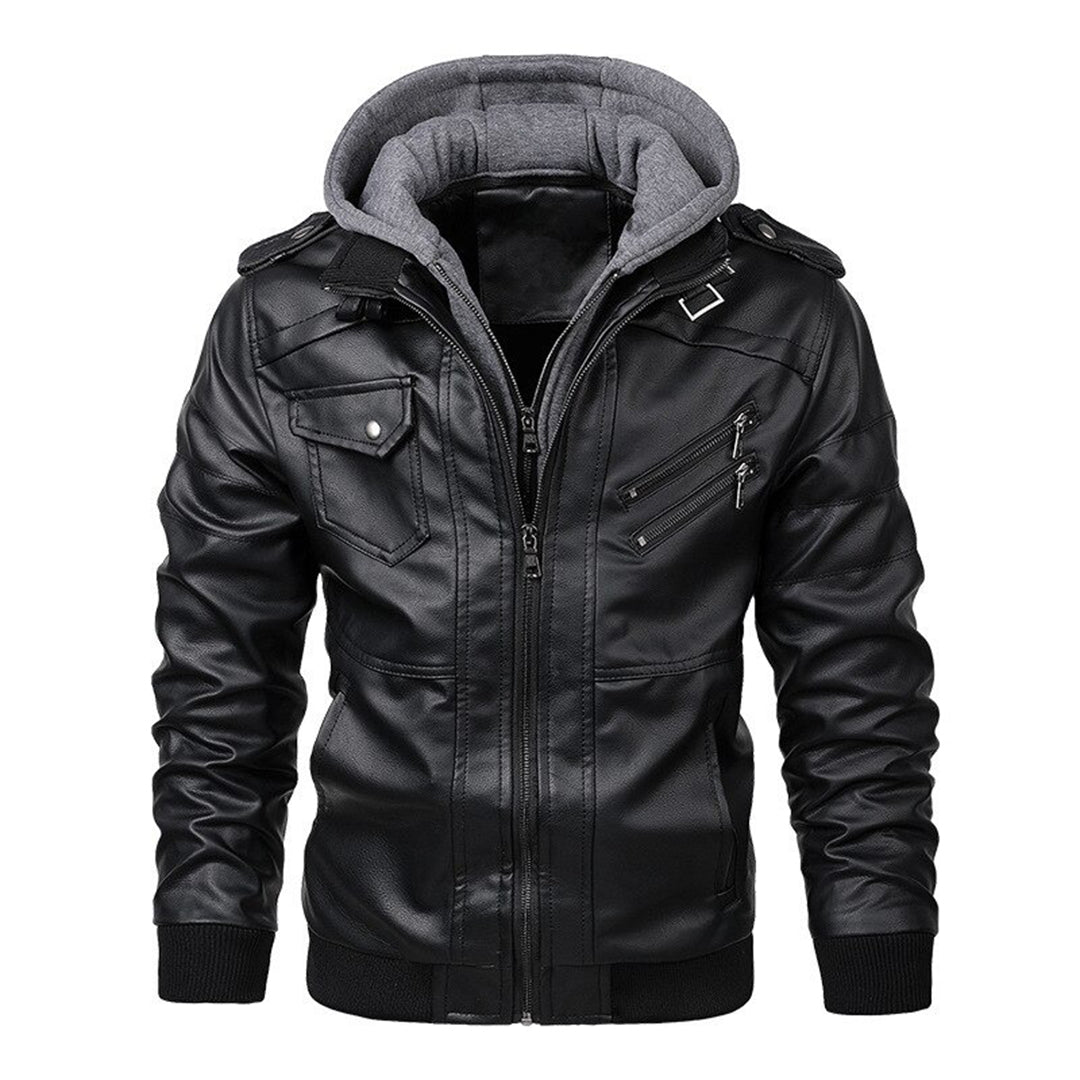 Legolas - Chaqueta casual de cuero con capucha para hombres