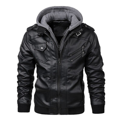 Legolas - Chaqueta casual de cuero con capucha para hombres