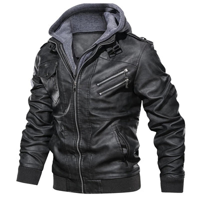 Legolas - Chaqueta casual de cuero con capucha para hombres