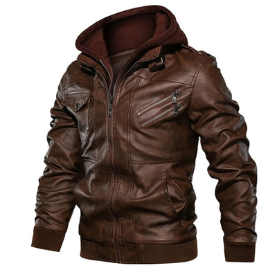 Legolas - Chaqueta casual de cuero con capucha para hombres