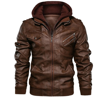 Legolas - Chaqueta casual de cuero con capucha para hombres