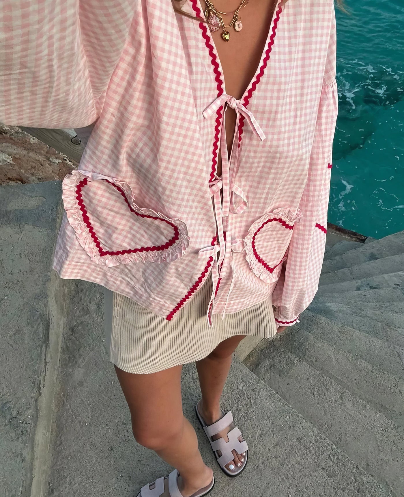 Claudia – Blusa Gingham con Nudo