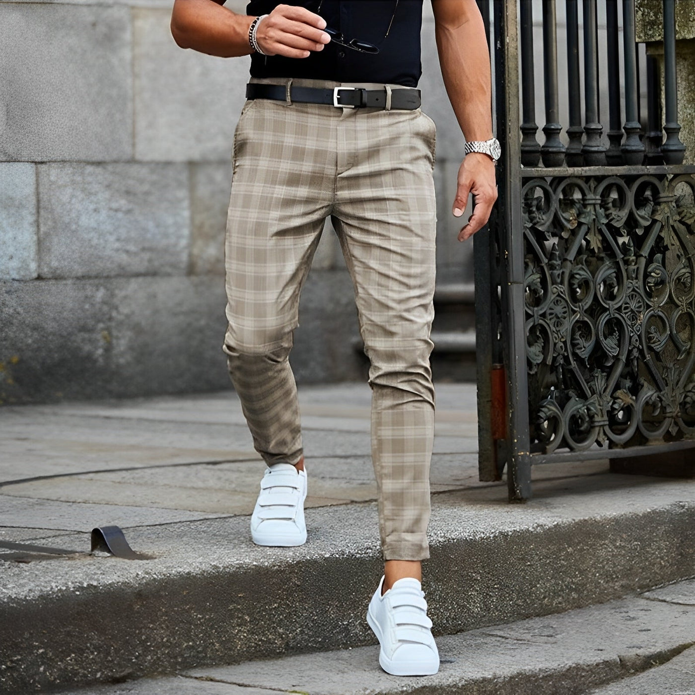 Jefferson - Chinos cortos con cuadros para hombres