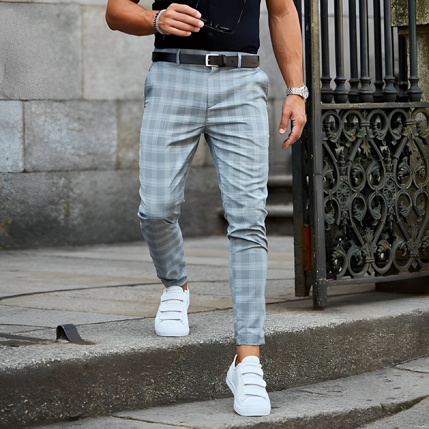 Jefferson - Chinos cortos con cuadros para hombres