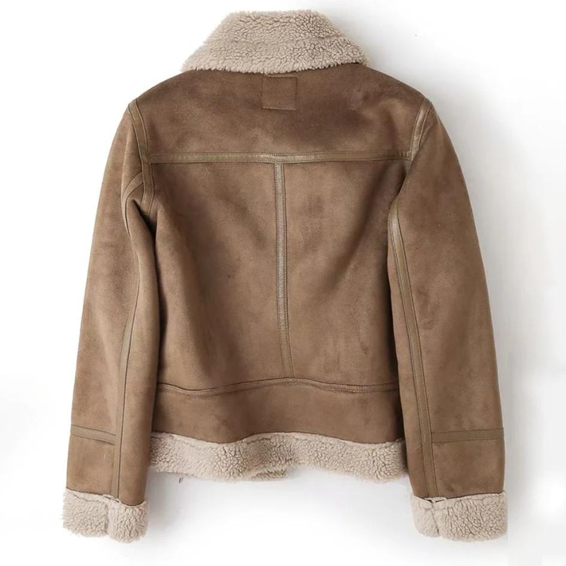 Macie – Chaqueta de cuero con forro Sherpa