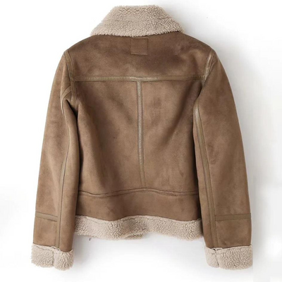 Macie – Chaqueta de cuero con forro Sherpa