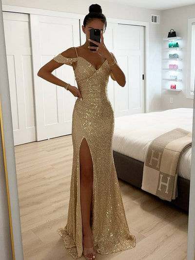Valentina - Elegante Vestido de Noche con Escote en V y Lentejuelas