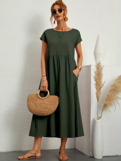 Camell - Vestido con Cuello Redondo
