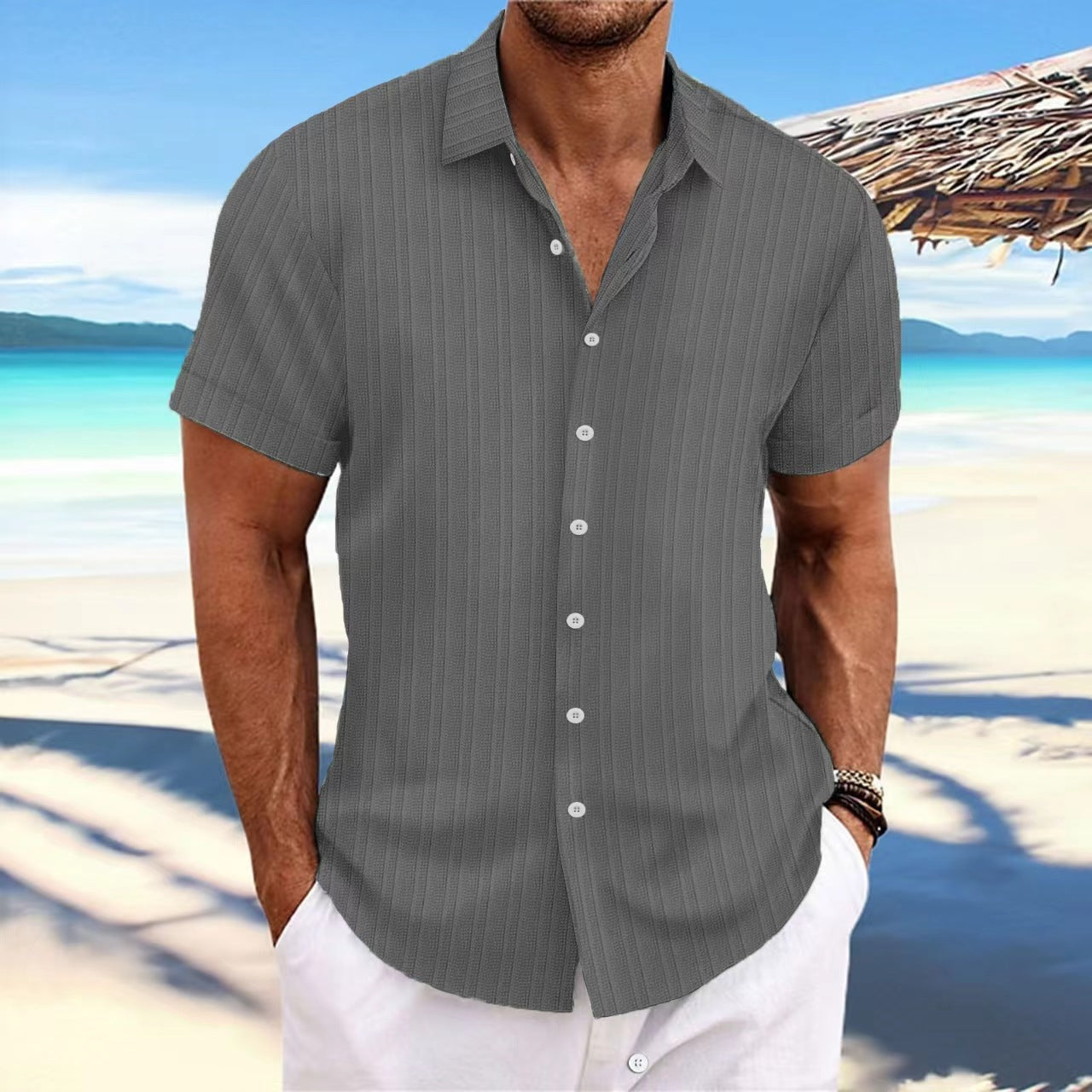 Troy - Camisa Clásica de Botones
