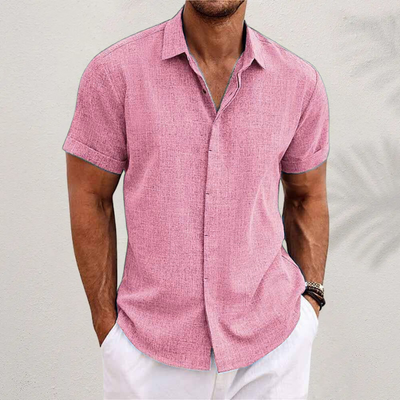 Oberon - Camisa de Lino de Manga Corta para Hombres