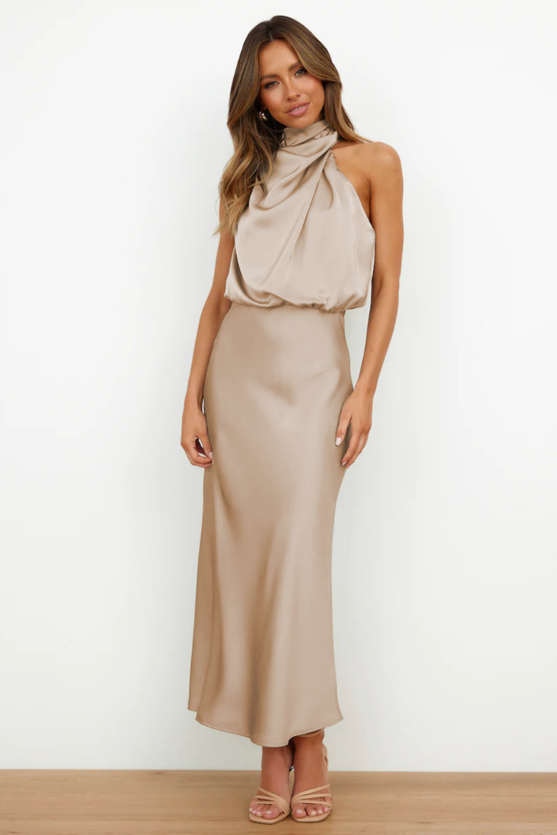 Elianna - Elegante vestido midi con escote asimétrico
