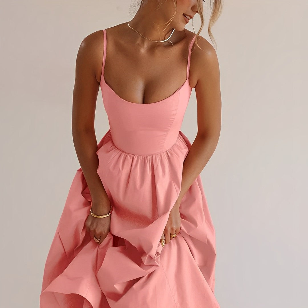 Xenia - Vestido abullonado con tirantes finos