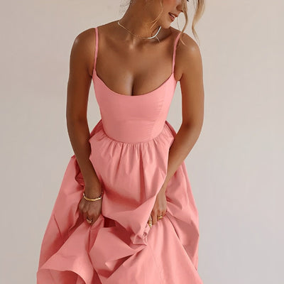 Xenia - Vestido abullonado con tirantes finos